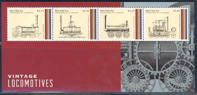 MAYREAU 2013 VINTAGE LOCOMOTIVES SHEET MINT NH 