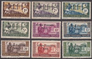 French Equatorial Africa 133-141 MH/MNG 2mm spacing (see Details) CV $95.00