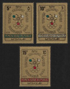 Yemen Winter Olympic Games Grenoble 3v on GOLD FOIL 1967 MNH MI#613-615