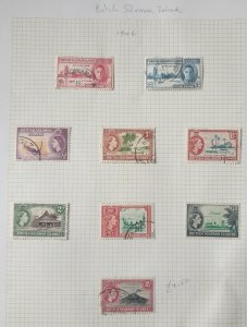 British Solomon Islands Album Page Several Stamps F/Used Condition