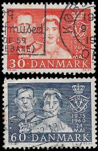 Denmark 1960 Sc 374-75 U vf 25th Royal Wedding anniversary