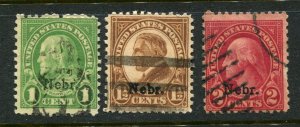 1929 issue #669, 670, 671 NEBR OVPTS