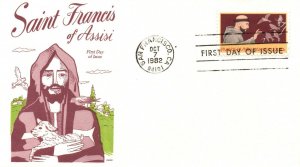 1982 FDC - St Francis of Assisi - Better Cachet - F25101