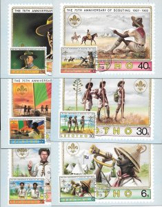 LESOTHO Sc#357-362 75th Anniversary of Scout Movement (1982) 6x FD Maximum Cards