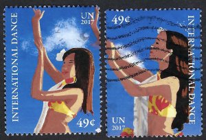 United Nations #1159a, b, e & f  4 x 49¢ International Dance. Used.