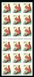 2489 Red Squirrel Booklet Pane of 18 29¢ Stamps VF MNH