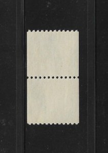 US Stamps: #1059; 4½c 1954 Liberty Coil; Joint Line Pair; Large Holes; MNH