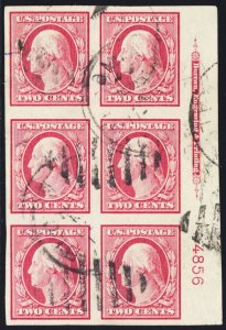 344, Used 2¢ Scarce Plate Block of Six * Stuart Katz