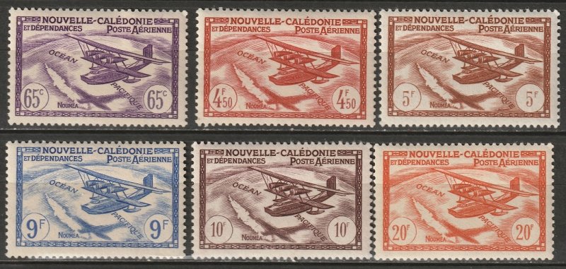 New Caledonia 1942 Sc C6A-F air post partial set MH*