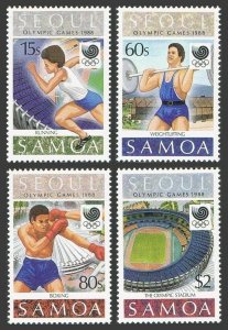 Samoa 721-724,724a,MNH.Michel 645-648,Bl.44. Olympics Seoul-1988.Running,Boxing,