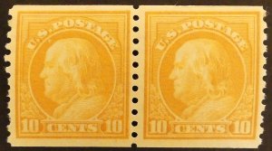 US #497 10c Franklin Mint Pair, MogNH