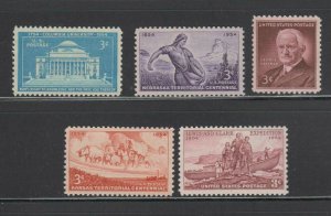 US, 1029, 1060-1063, 1954 COMPLETE YEAR, MNH, VF, COLLECTION MINT NH, OG