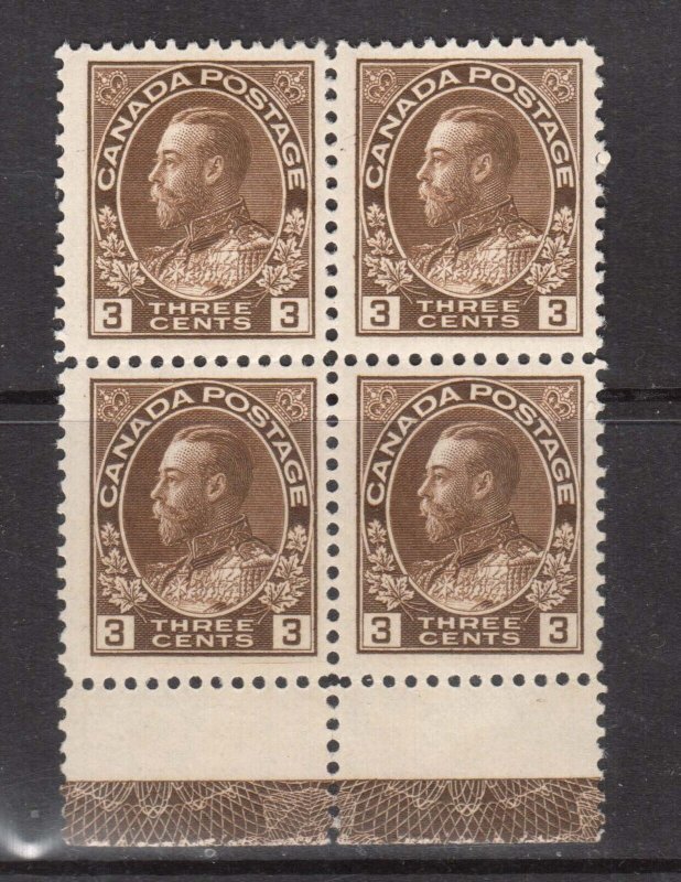 Canada #108 VF/NH Lathework D Inverted Scarce Block 