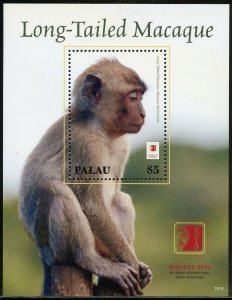 PALAU 2019  LONG TAILED MACAQUE  SOUVENIR SHEET MINT NH 