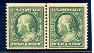 US SCOTT #387 PAIR MINT-VF-OG-LH W/ PF CERT SCV $475 (4/9/24 GP)