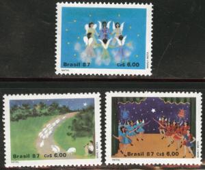 Brazil Scott 2117-9 MNH** Christmas 1987 stamp set