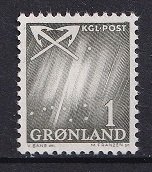 Greenland  #48  MNH  1963   northern lights  1o