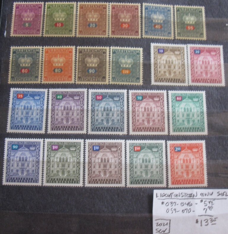 Liechtenstein MNH Selection #O37//O70- SCV=13.35