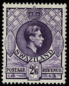 SWAZILAND KG VI 1938-54 2/-6d BRIGHT VIOLET UNUSED SG36 Wmk.MSCA P13.25x13 VGC