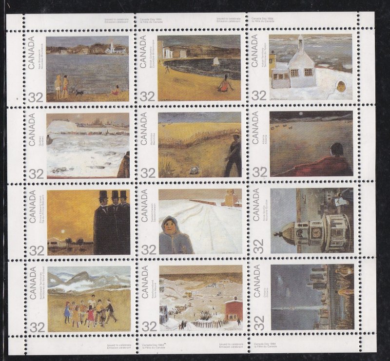 Canada # 1027a, Canada Day, Landscape Paintings, sheet, Mint never hinged. 1/2