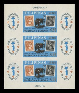 PHILIPPINES Sc#C110x, 1977 ESPAMER '77 SOUVENIR SHEET, IMPERFORATE, MINT F-VF NH