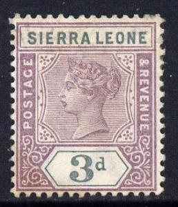 Sierra Leone 1896-97 QV Key Plate Crown CA 3d mauve &...