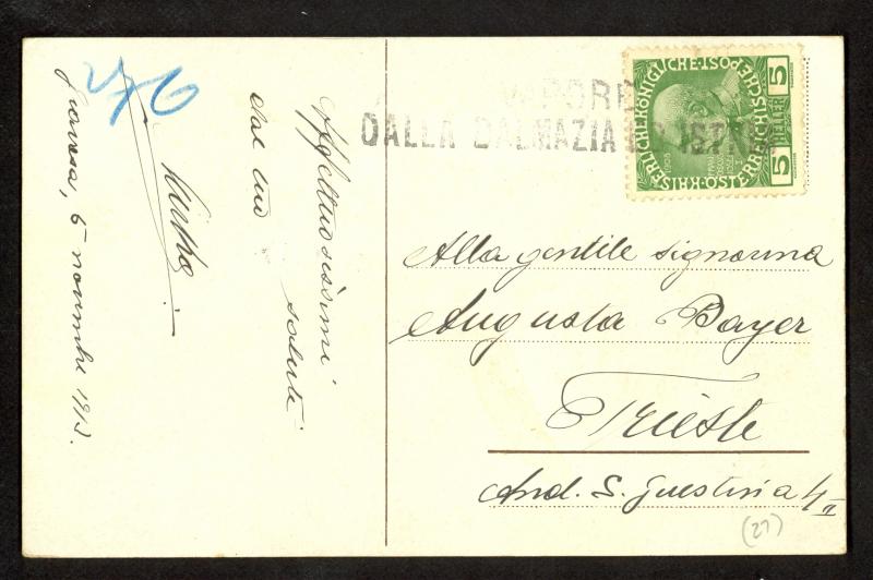 AUSTRIA MARITIME MAIL LINEA MERCI DELLA DALMATIA 1913 GRAVOSA Pic Post Card