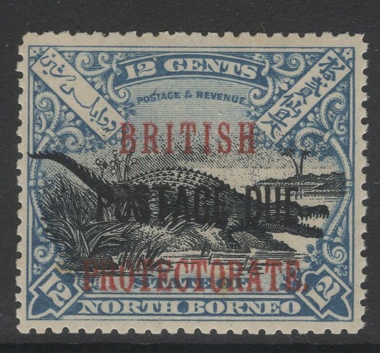 NORTH BORNEO SGD46 1910 12c BLACK & DULL BLUE MNH TONE SPOT