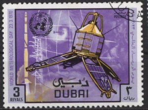 Dubai 124 (used cto) 3r World Meteorological Day: Ariel satellite  (1970)