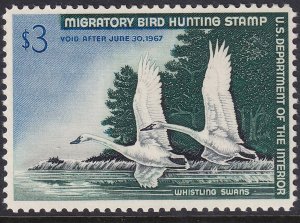 RW33 U.S. 1966 Federal Duck Stamp $3.00 issue MNH CV $100.00