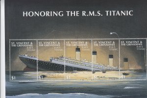 1995 St Vincent Titanic MS5 (Scott 2500) MNH