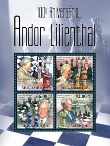 Mozambique 2011 MNH - Andor Lilienthal - Chess. Michel: 4509-4512,  Scott: 2228