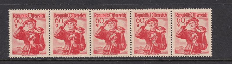 Austria 532 mnh strip of 5