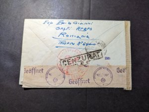 1944 Censored Romania Cover Argas to Rergamo Italy