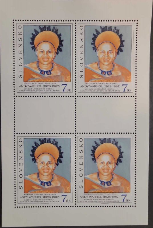 O) 1996 SLOVAKIA, QUEEN NTOMBI TWALA, BY ANDY WARHOL, SCT 258,  MNH