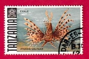 TANZANIA SCOTT#28 1967 CHALE - RED LIONFISH - USED