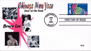 United States 2003 Year of the Ram Chinese New Year FDC Bruce Lee Cachet