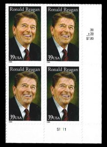 PCBstamps   US #4078 PB $1.56(4x39c)Ronald Reagan, MNH, (PB-4a)