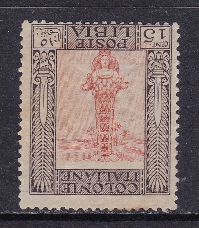 Libya Scott 24a 1921 15c Diana Wmk Crown, W/inverted center, F MLH. Scott $150
