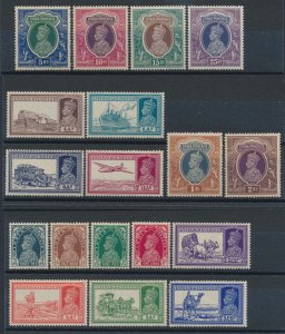 INDIA 1937 KGVI & Pictorials set 3p-25R. MNH **.