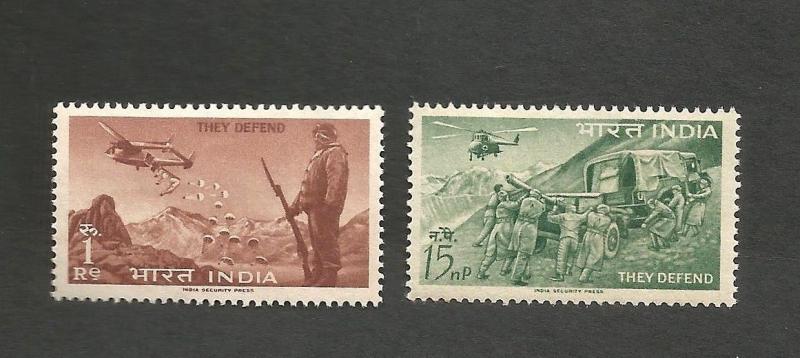 India 1963 Defence Campaign 2v MNH extra fine white gum 