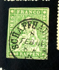 SWITZERLAND #40 USED FVF SM THIN Cat $93