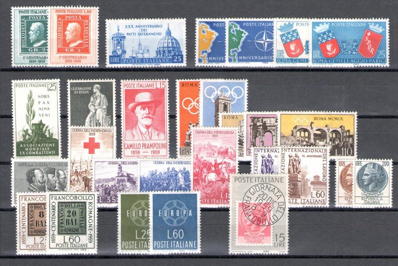 1959 Italy Republic, New Stamps, Full Vintage 29 Values, MNH**