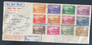 1947 Norfolk Island Australia First Day Cover To New Zeland First Stamp Sc#1-12