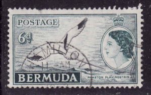 Bermuda-Sc #152-used-6pdk bluish grn & blk-QEII-1953-58-