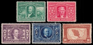 United States Scott 323-327 (1904) Mint H F-VF Complete Set, CV $305.00 Y