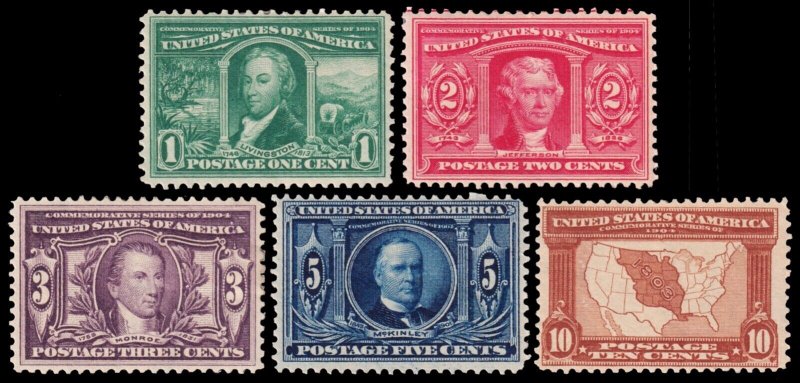 United States Scott 323-327 (1904) Mint H F-VF Complete Set, CV $305.00 Y