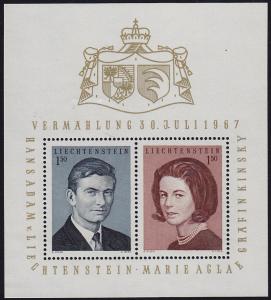 Liechtenstein - 1967 - Scott #424 - MNH SS - Princely Couple