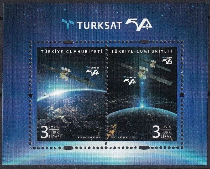 2021 Turkey 4638-4639/B210 Space. Turksat Satellite