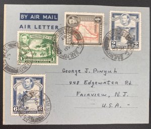 1953 British Guiana Air letter Airmail cover To Fairview NJ Usa